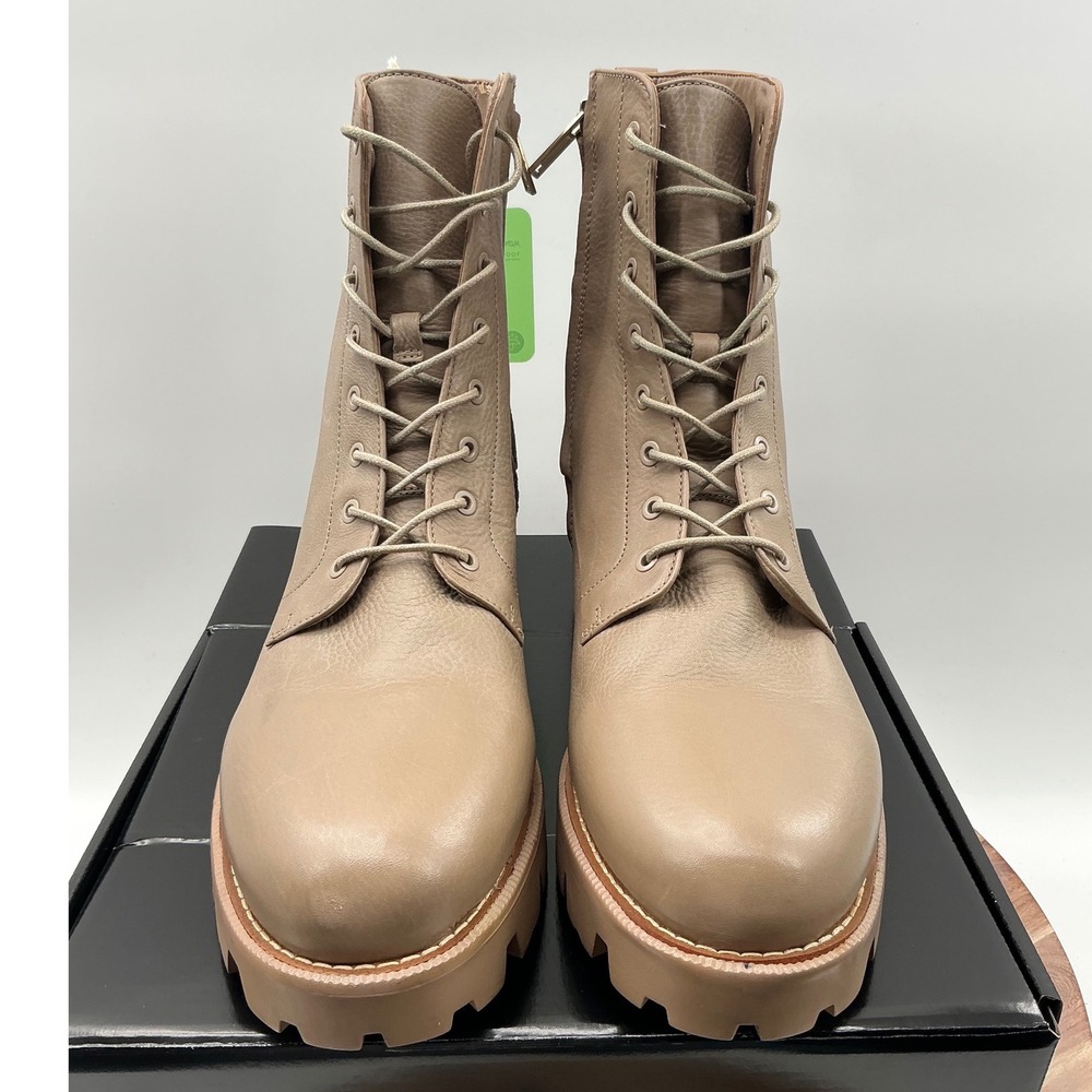 Sam Edelman Garret Weatherproof Leather Combat Boots Beige Mens 14 M Lug Sole